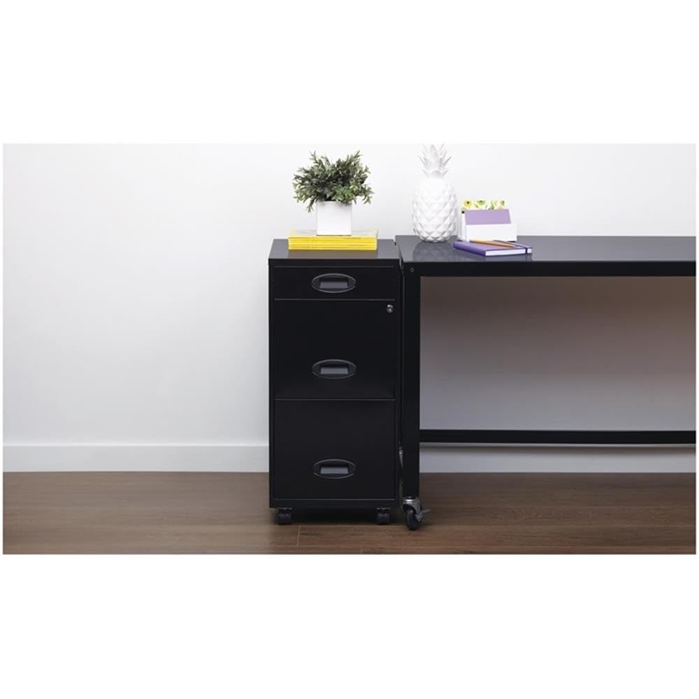 Black Metal 3 Drawer Vertical Filing Cabinet B836465