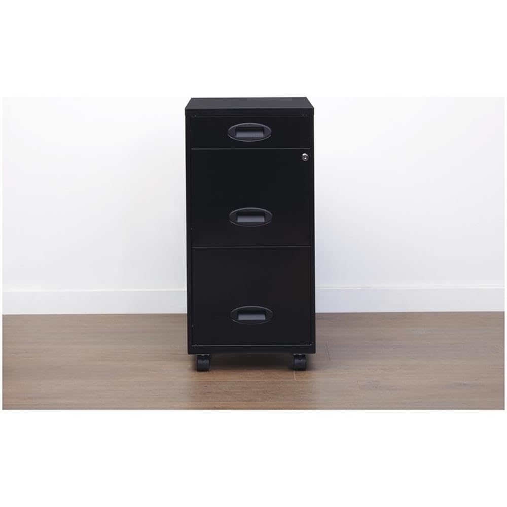 Black Metal 3 Drawer Vertical Filing Cabinet B836465
