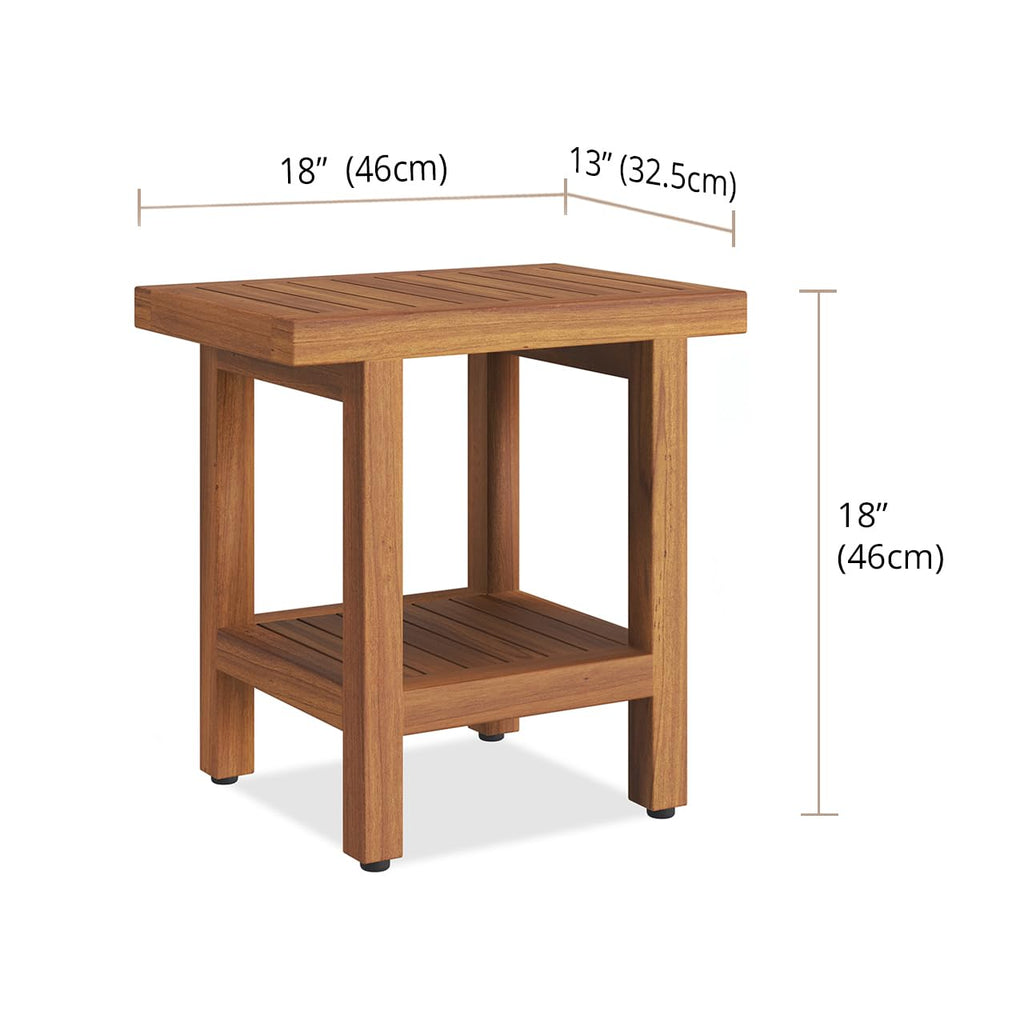 18" Teak Shower Bench with Shelf I8003