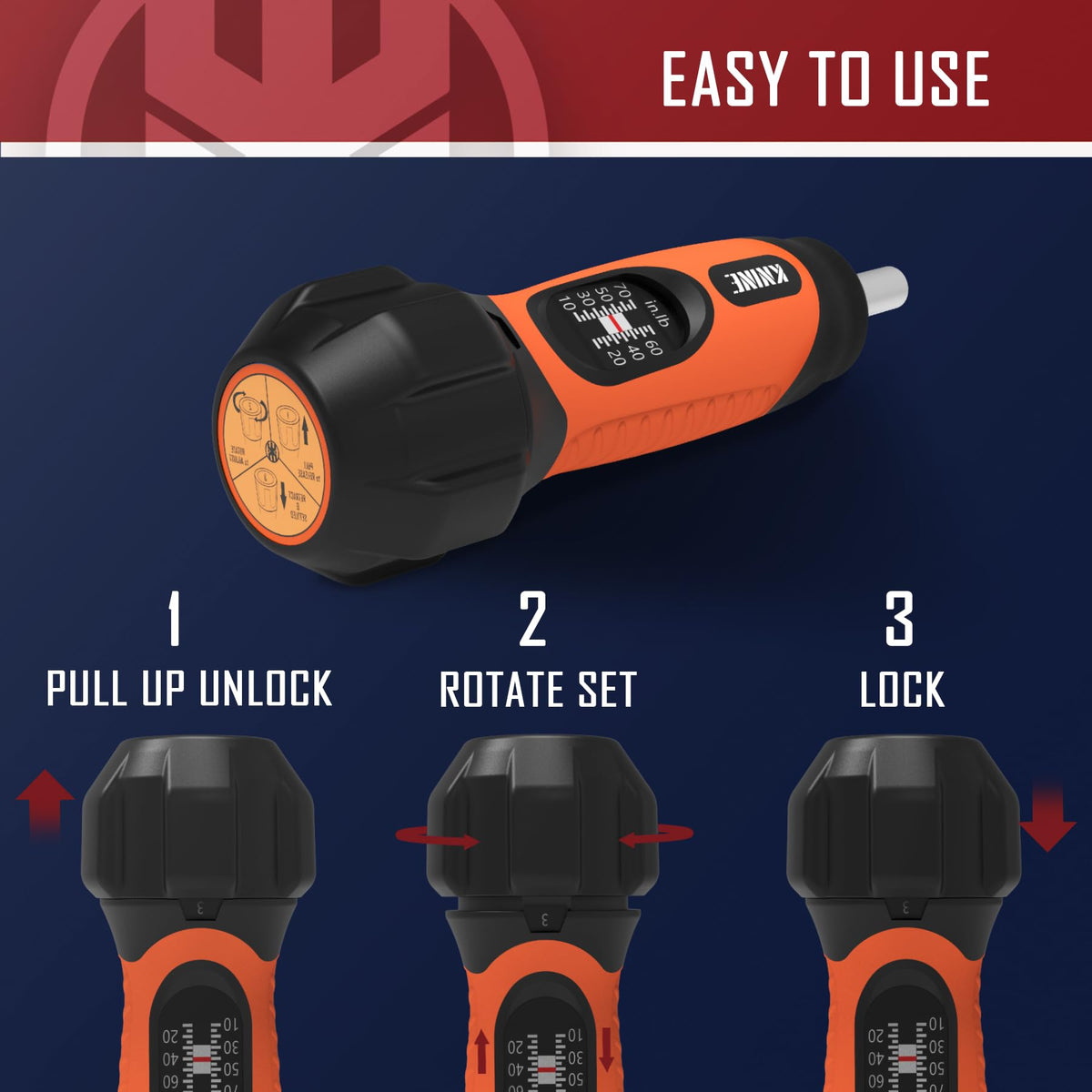 Torque Screwdriver Wrench Set 10-70 Inch Pounds 21 Hex Bits Orange W379776