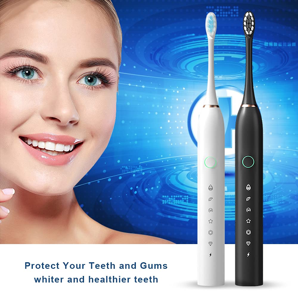 2 Pack Rechargeable Electric Toothbrushes with 8 Brush Heads F943