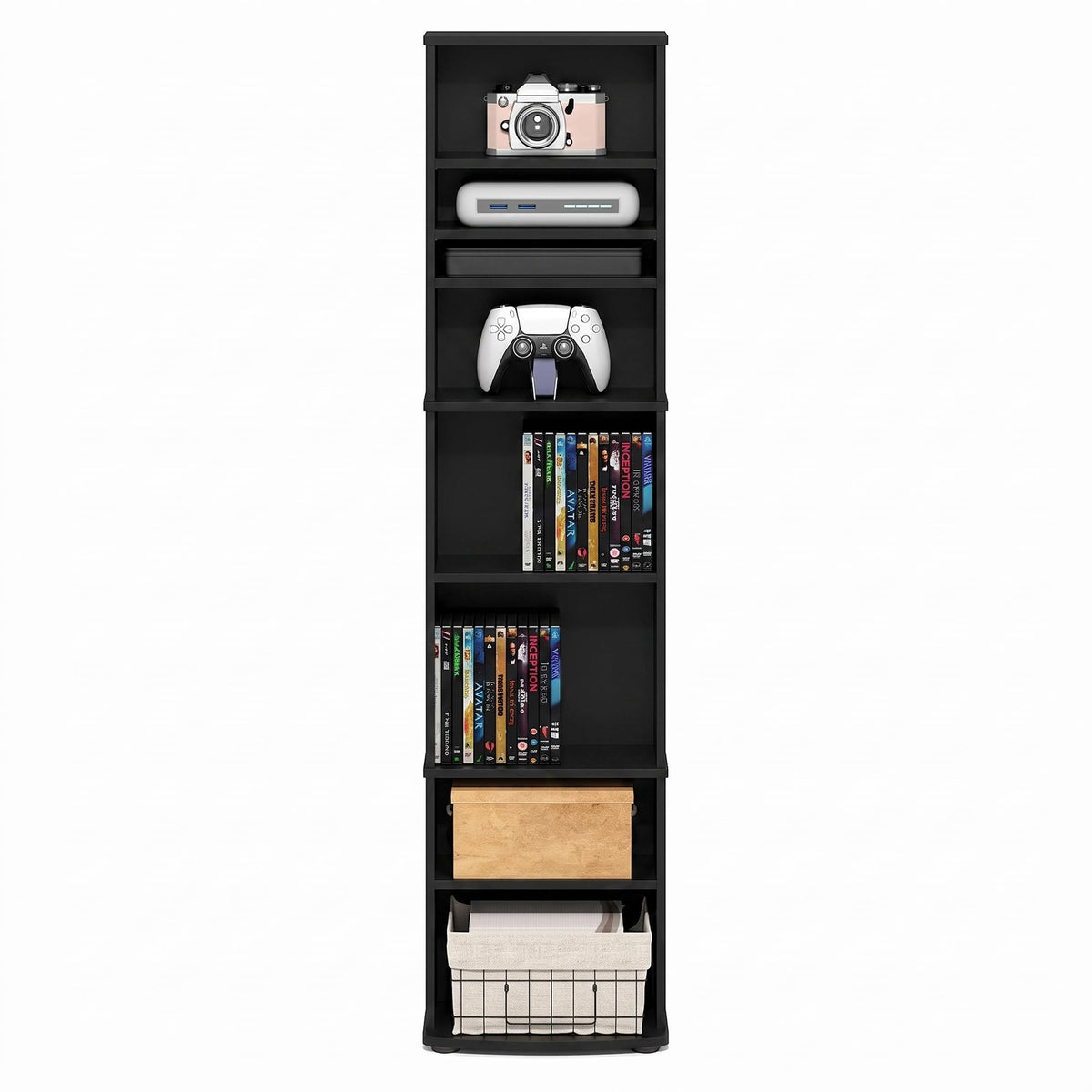 8-Tier Espresso Media Shelf with Adjustable Shelves F771850