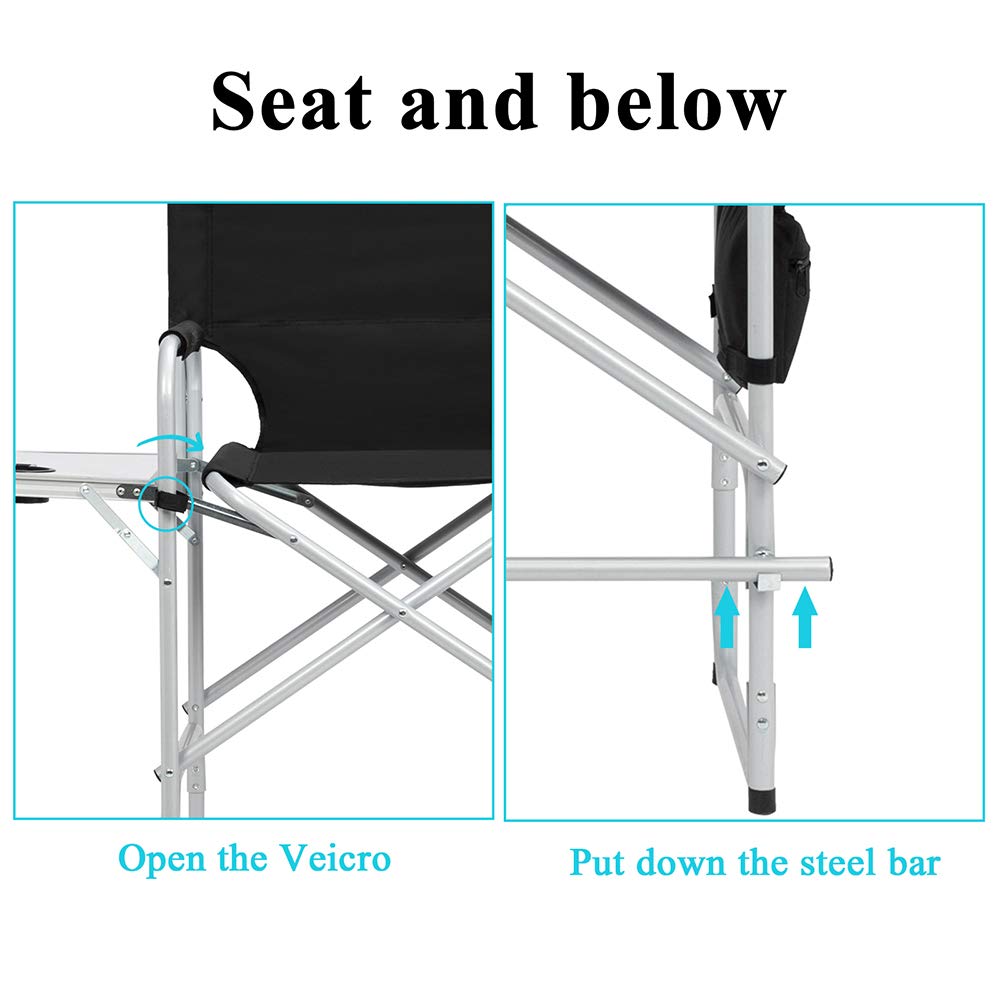 26" Tall Black Folding Directors Chair H3745
