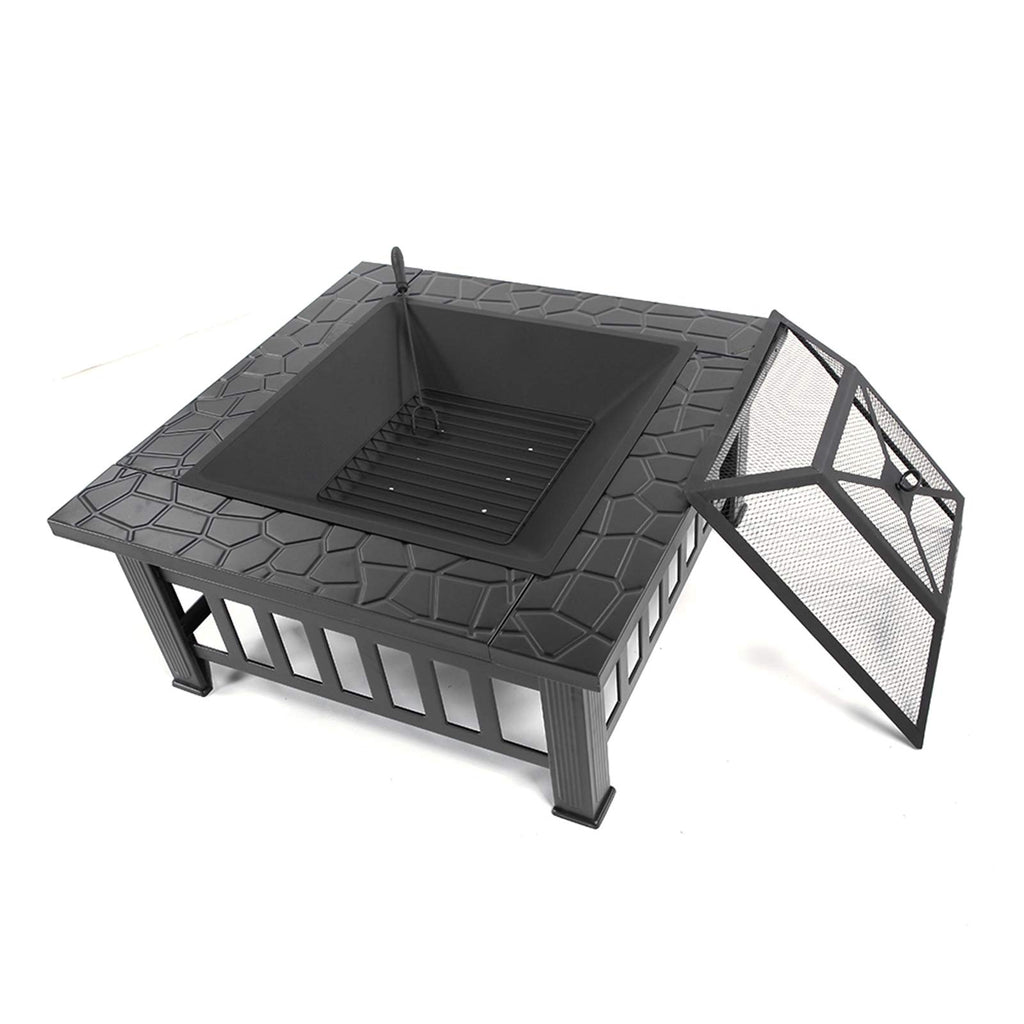 32in Square Metal Fire Pit Table F145851