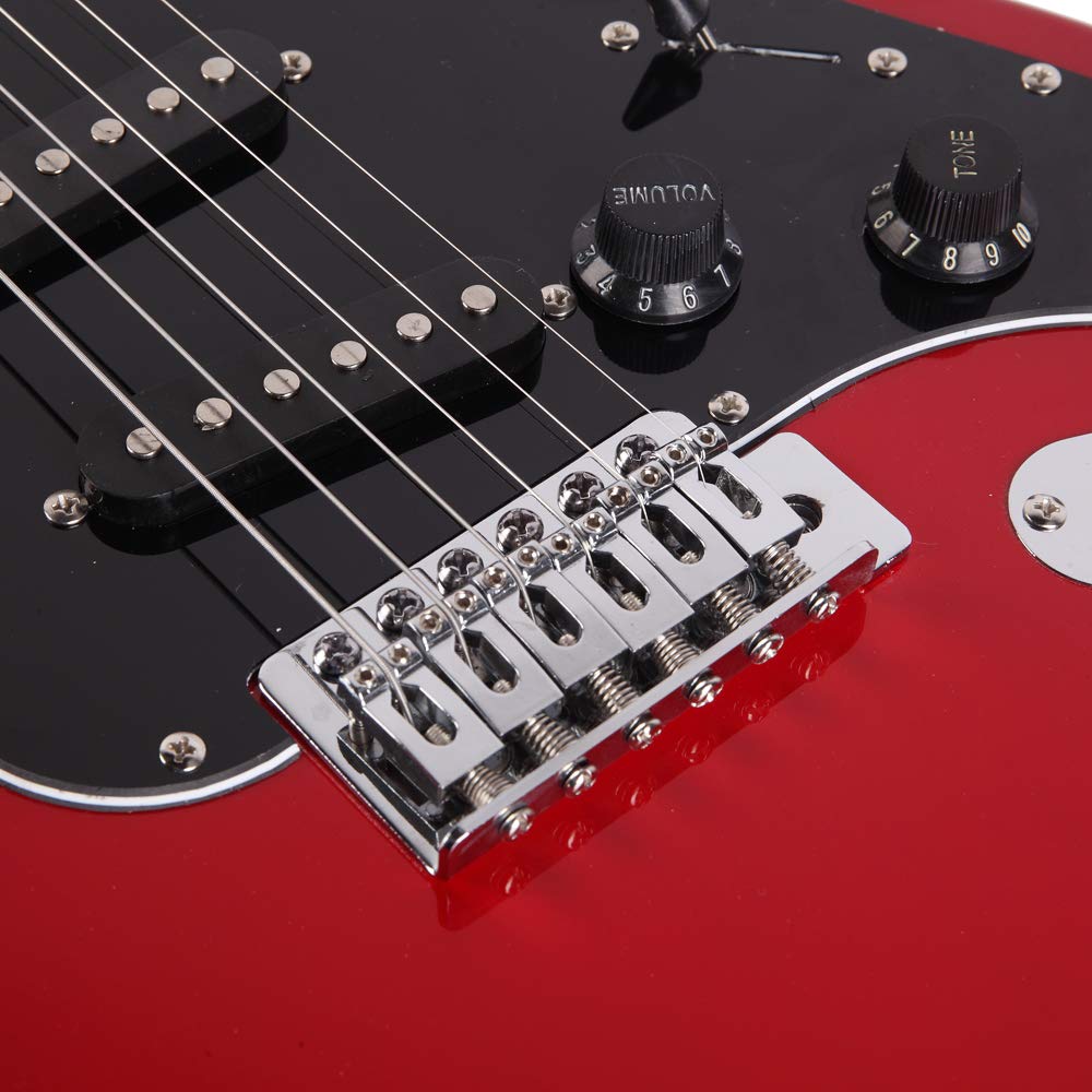 39 Inch Beginner Electric Guitar Kit with Bag, Strap, 20W Amplifier, Red T33516