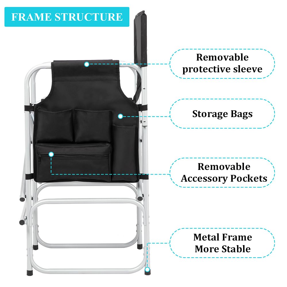26" Tall Black Folding Directors Chair H3745