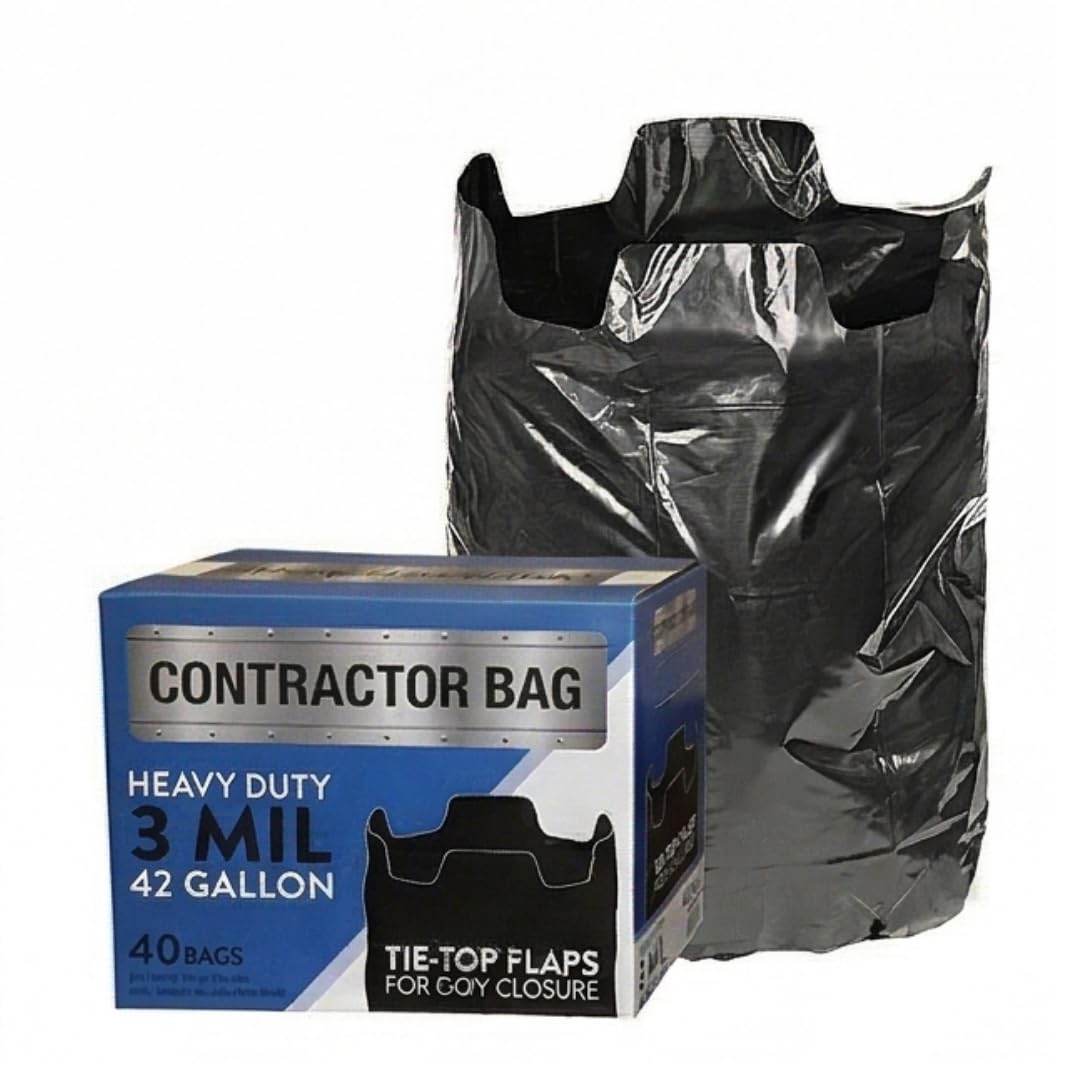 42 Gallon Black Contractor Garbage Bag, 40 Count D578225