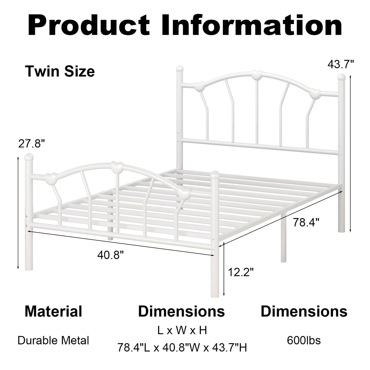 White Twin Metal Bed Frame B48660