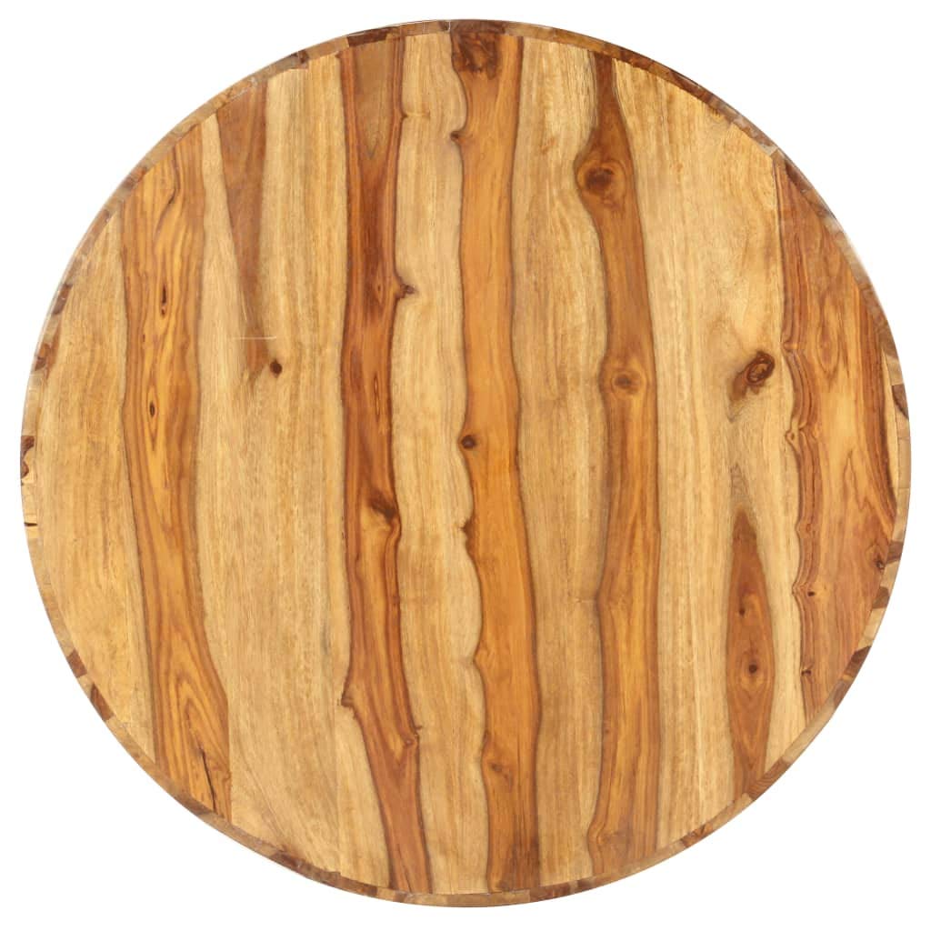 25.6" Solid Sheesham Wood Round Coffee Table with Storage Shelf W757716