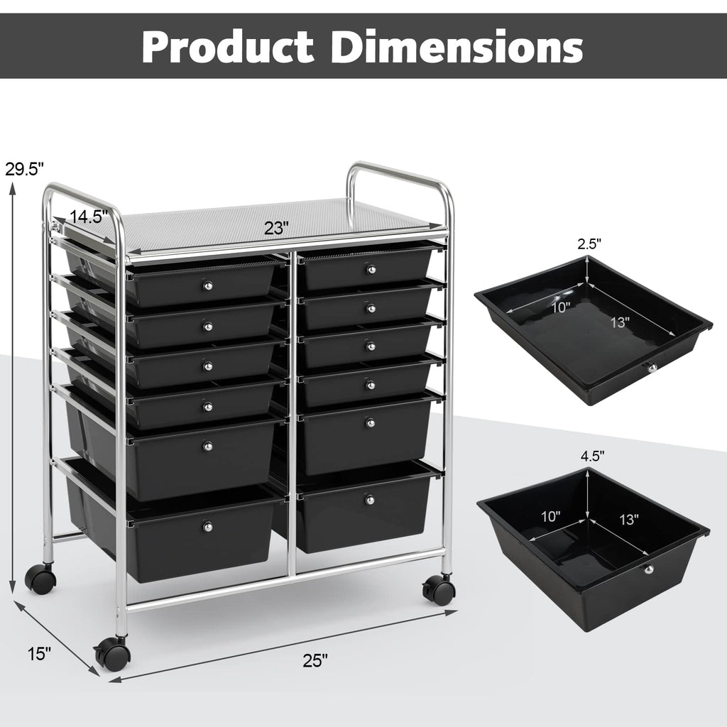 12 Drawer Rolling Storage Cart D140445