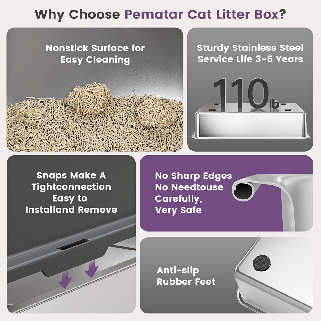 Stainless Steel Litter Box with Lid O49793