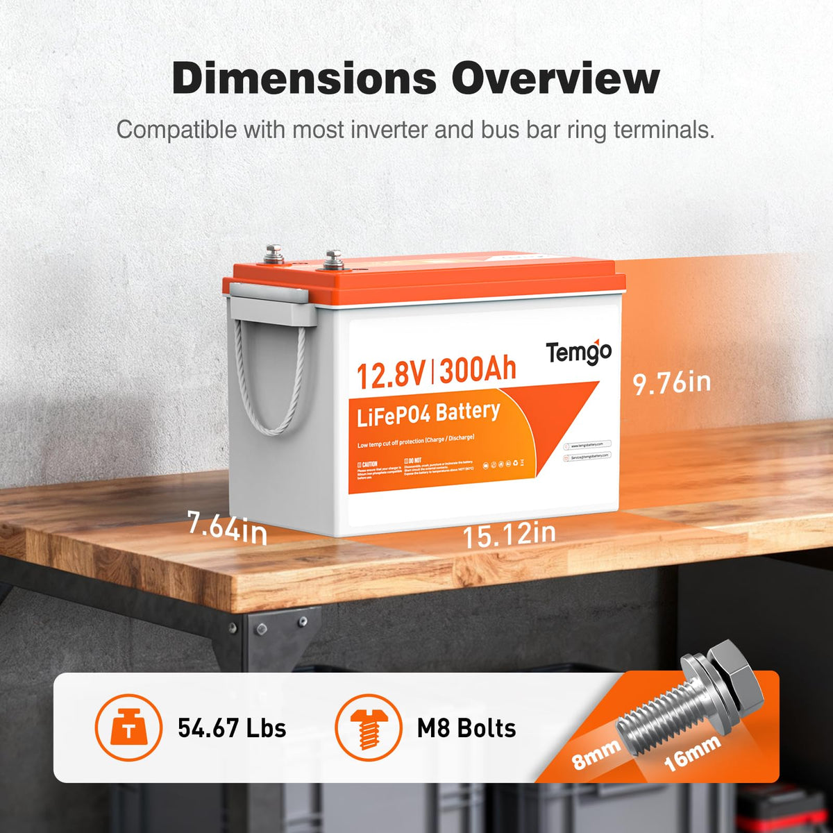 12V 300Ah LiFePO4 Lithium Battery Z543