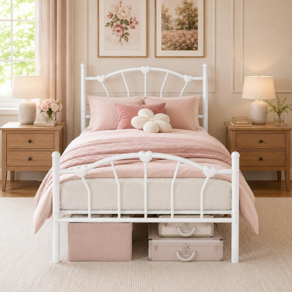 White Twin Metal Bed Frame B48660