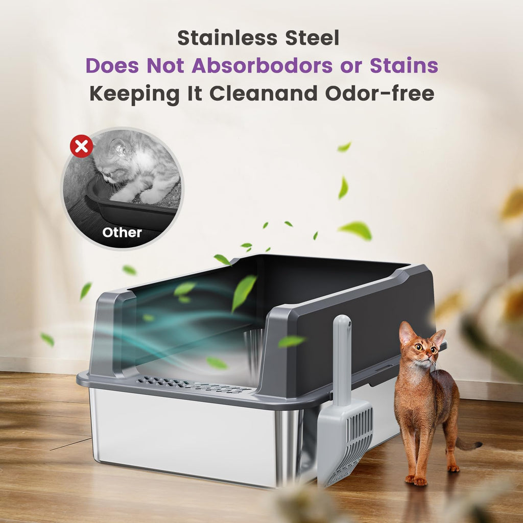 Stainless Steel Litter Box with Lid O49793