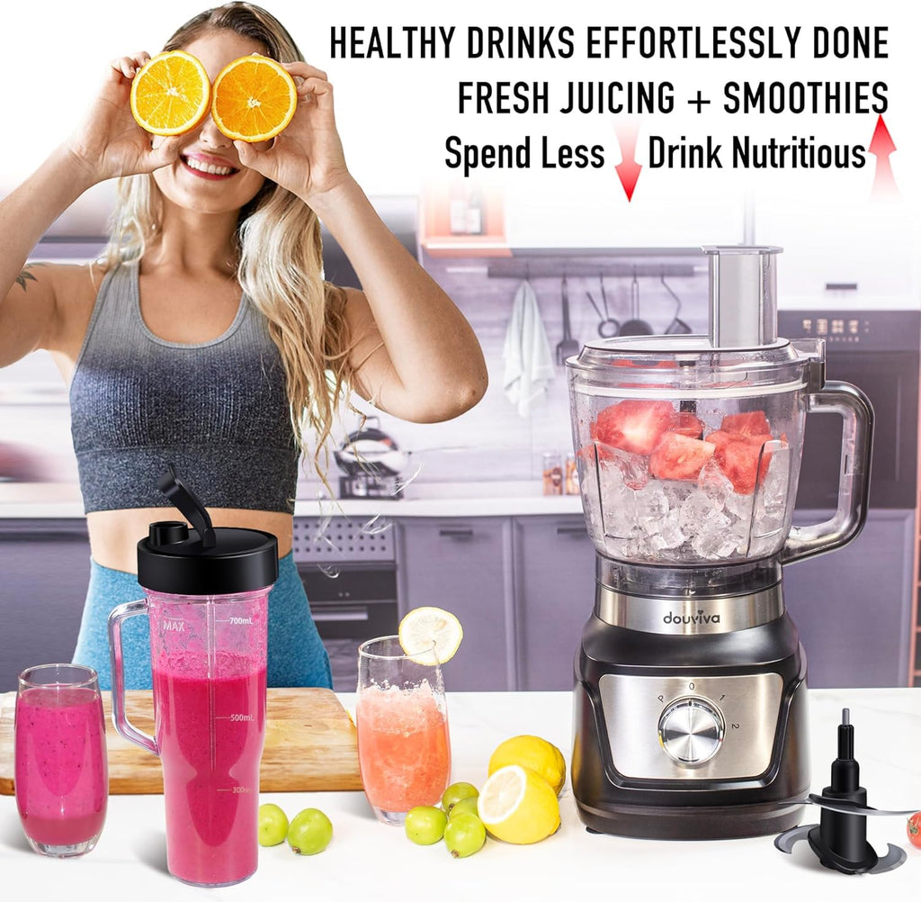 8-Cup Food Processor & Blender Combo, 1000W, Black N1659