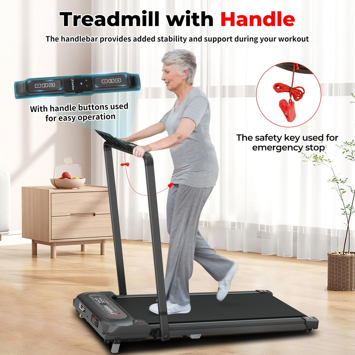 2 in 1 Folding Treadmill with Handle Bar X834
