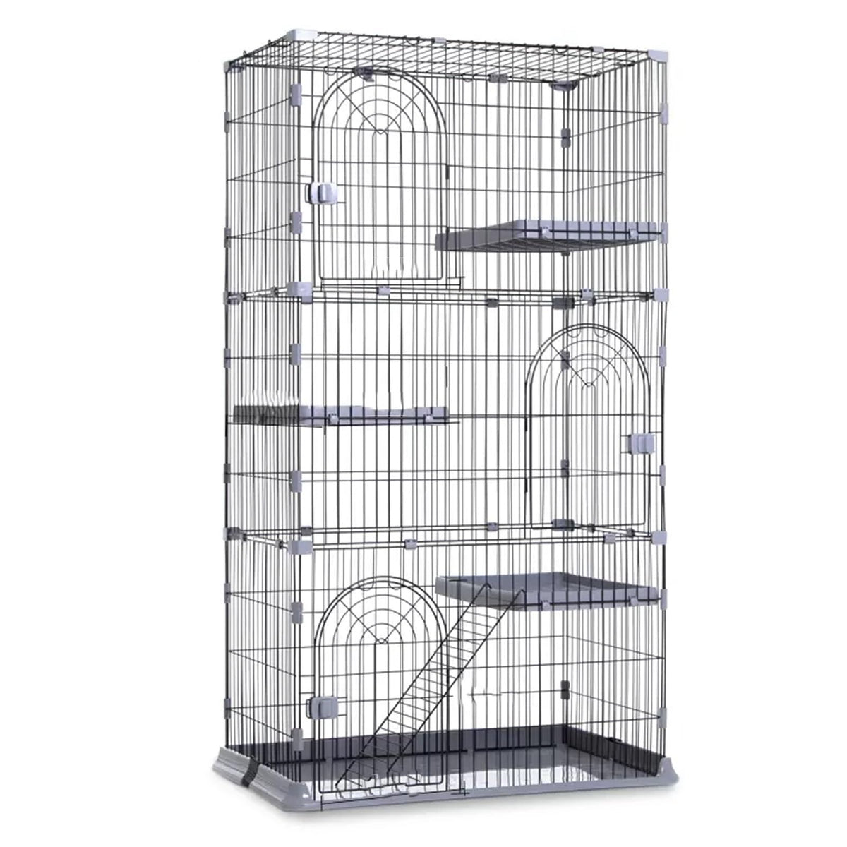 3/4-Tier Wire Cat Cage Playpen Kennel with Hammock Z513271