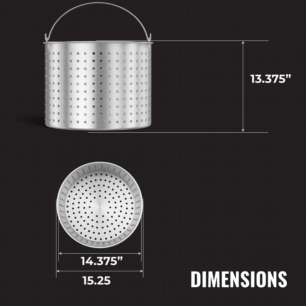 60Qt Aluminum Stock Pot with Strainer and Lid E457