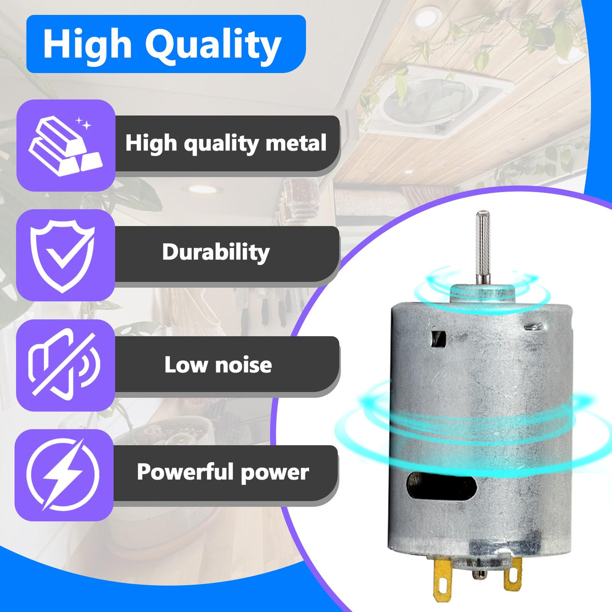 12V DC Fan Motor with Round Shaft R104