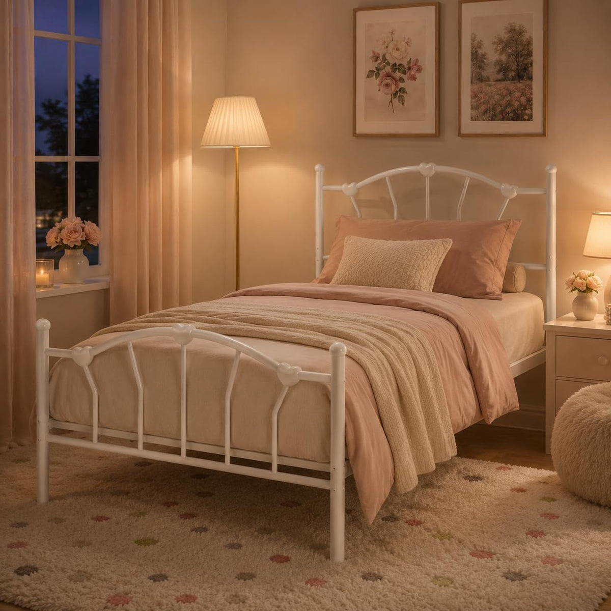 White Twin Metal Bed Frame B48660