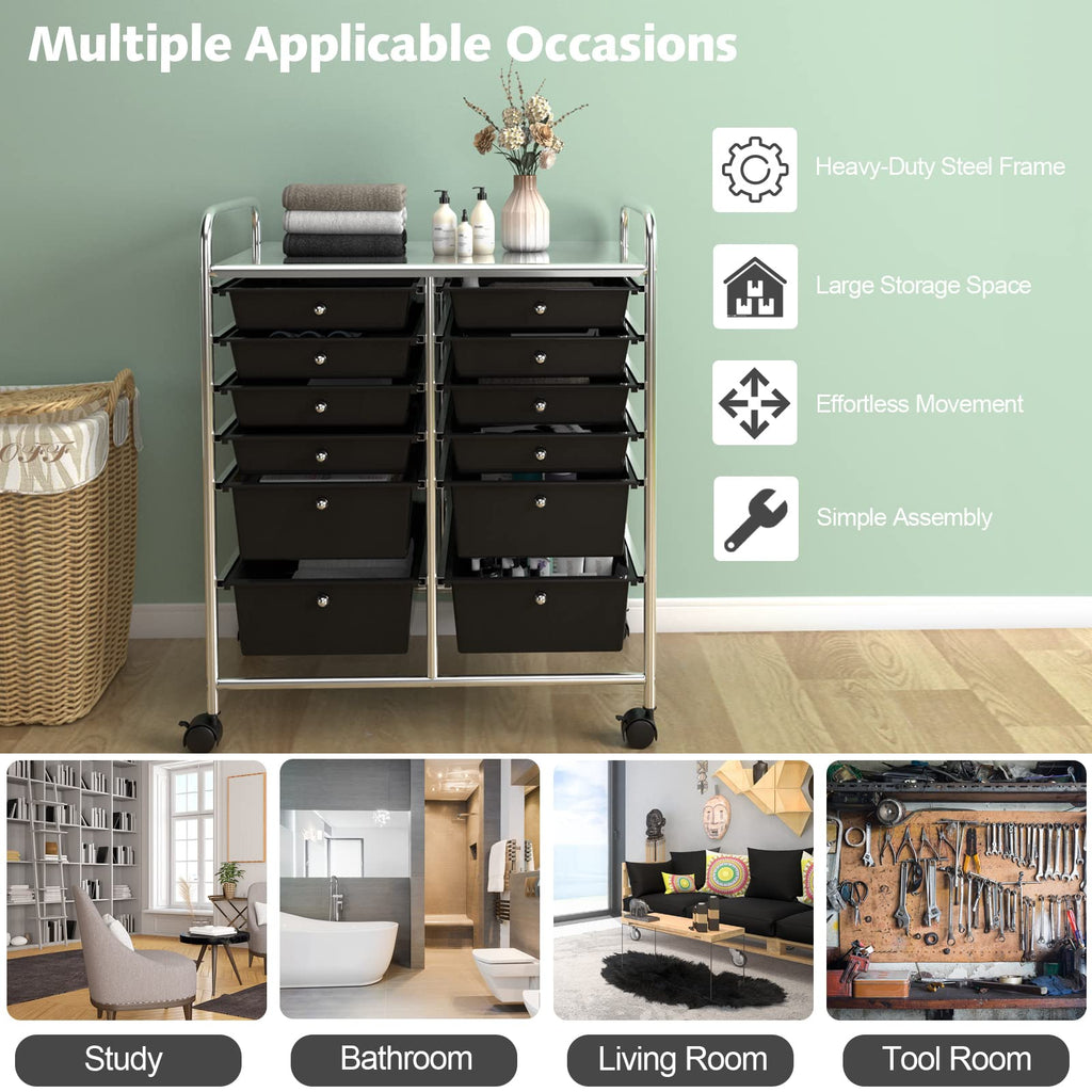 12 Drawer Rolling Storage Cart D140445