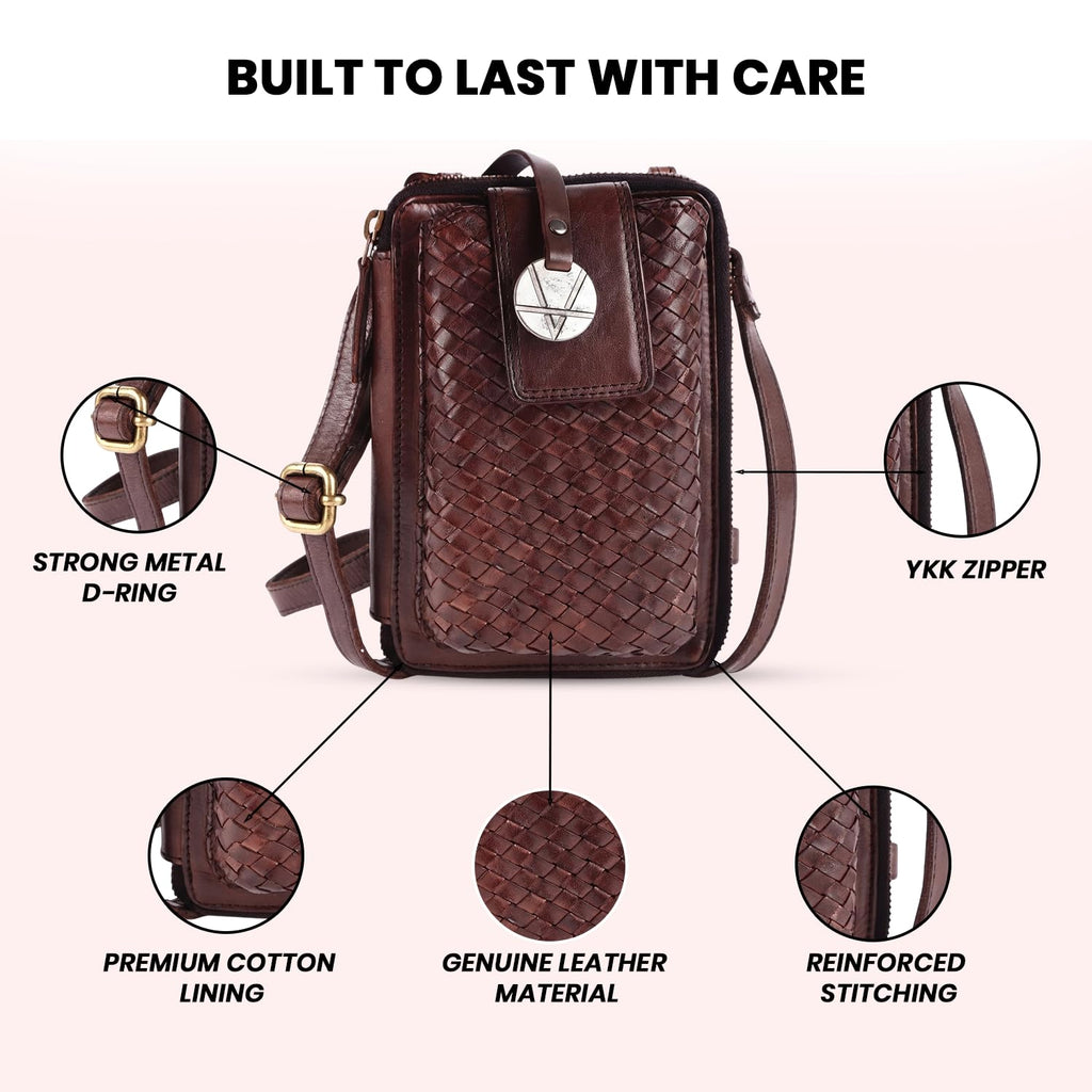 Genuine Leather Small Crossbody Bag with Adjustable Detachable Strap O75997