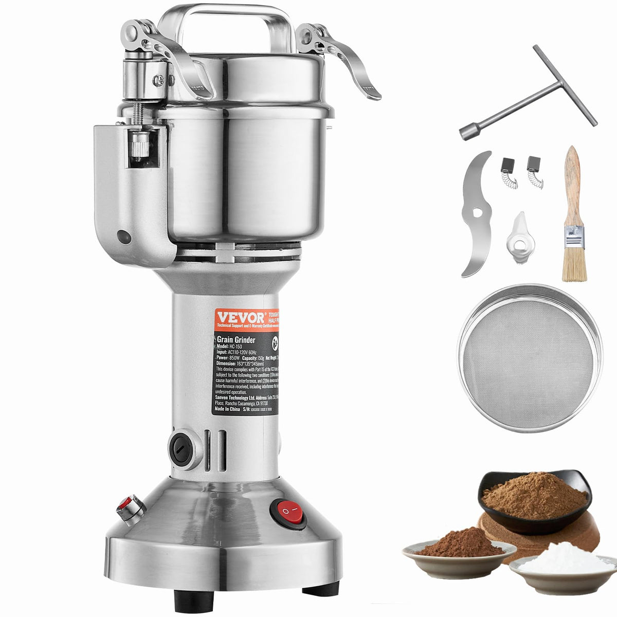 750g 2000W Stainless Steel Electric Grain Mill Grinder H53666