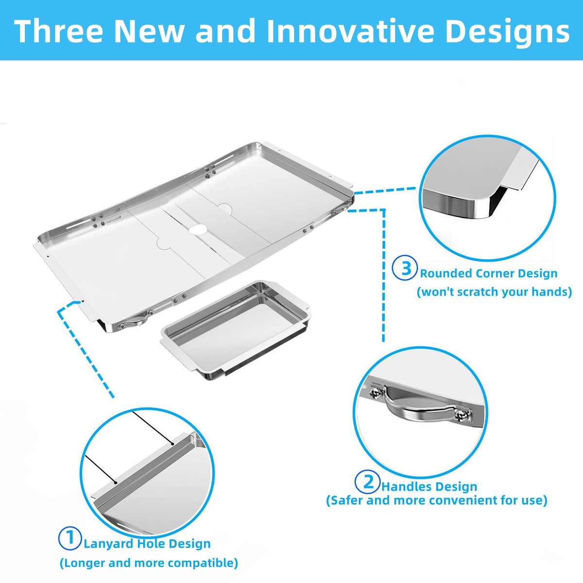 Adjustable Stainless Steel Grill Grease Tray with Catch Pan J416