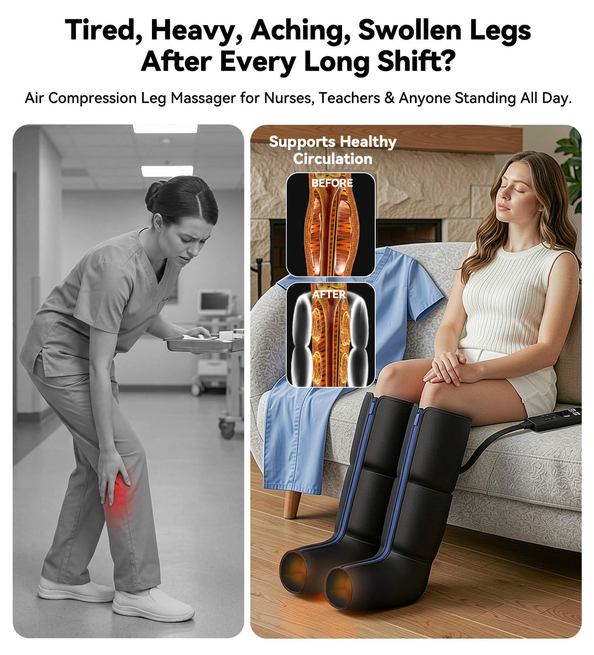 Leg Compression Massager with 3-Zone Heat C86068