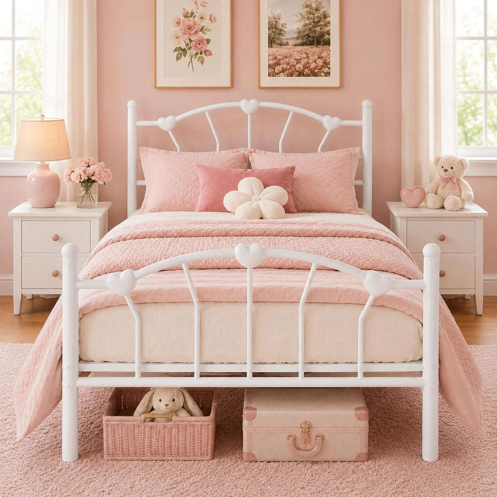 White Twin Metal Bed Frame B48660