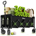 34" Extra Long Collapsible Wagon Cart, 360LBS Capacity, Black J875285