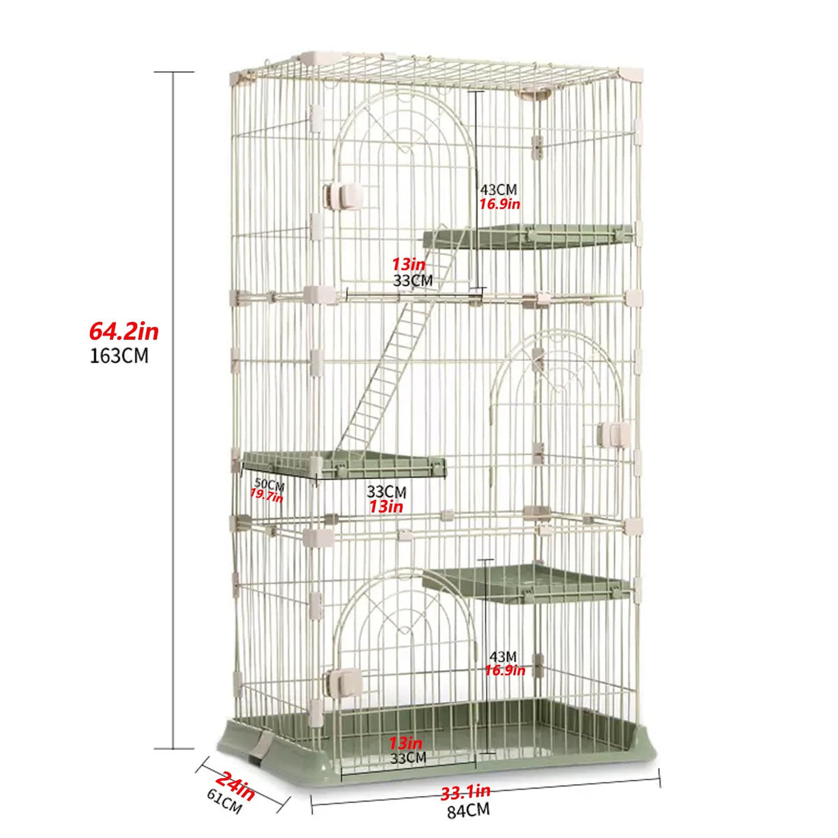 3/4-Tier Wire Cat Cage Playpen Kennel with Hammock Z513271