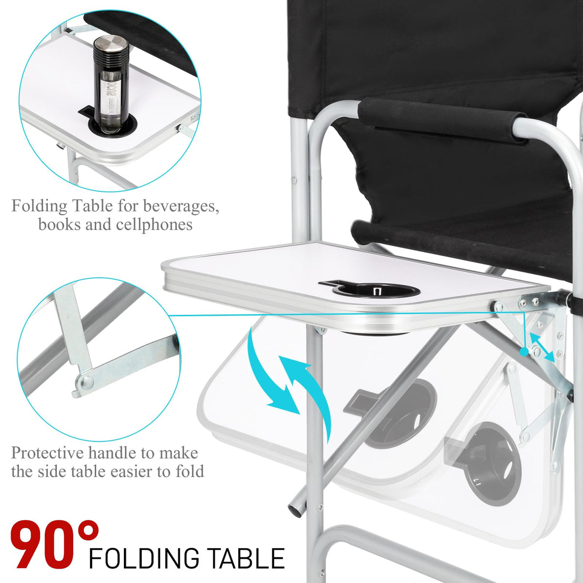 26" Tall Black Folding Directors Chair H3745