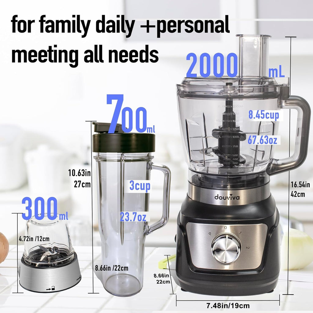 8-Cup Food Processor & Blender Combo, 1000W, Black N1659