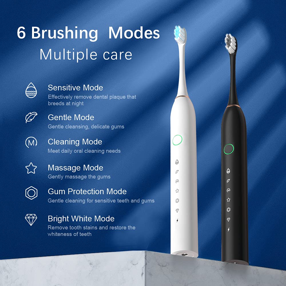 2 Pack Rechargeable Electric Toothbrushes with 8 Brush Heads F943