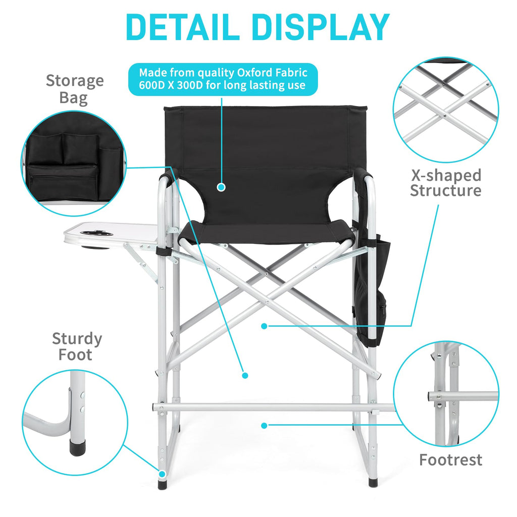 26" Tall Black Folding Directors Chair H3745