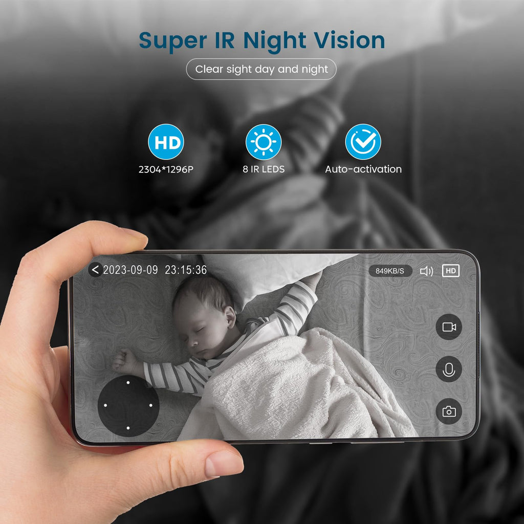 2K Indoor Security Camera with Night Vision V449292