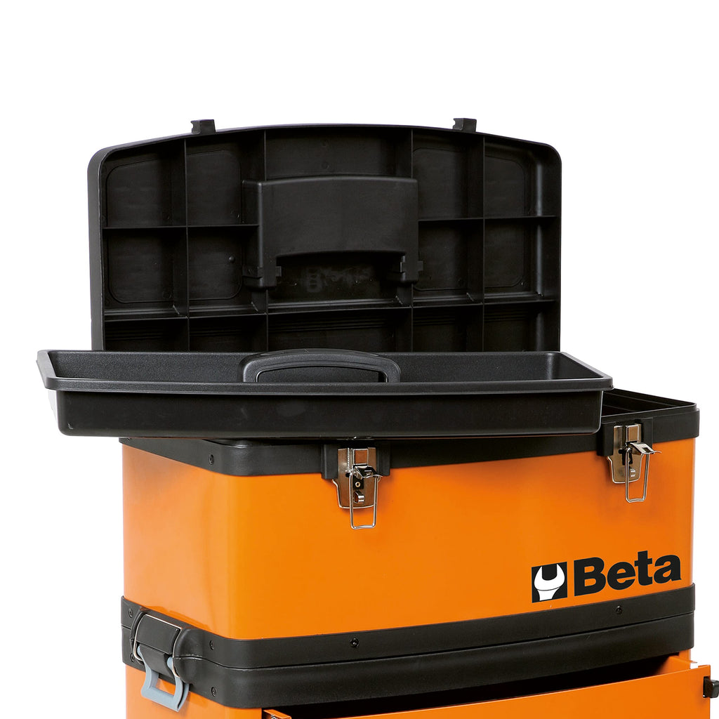 Orange Two-Module Rolling Metal Tool Chest R585594