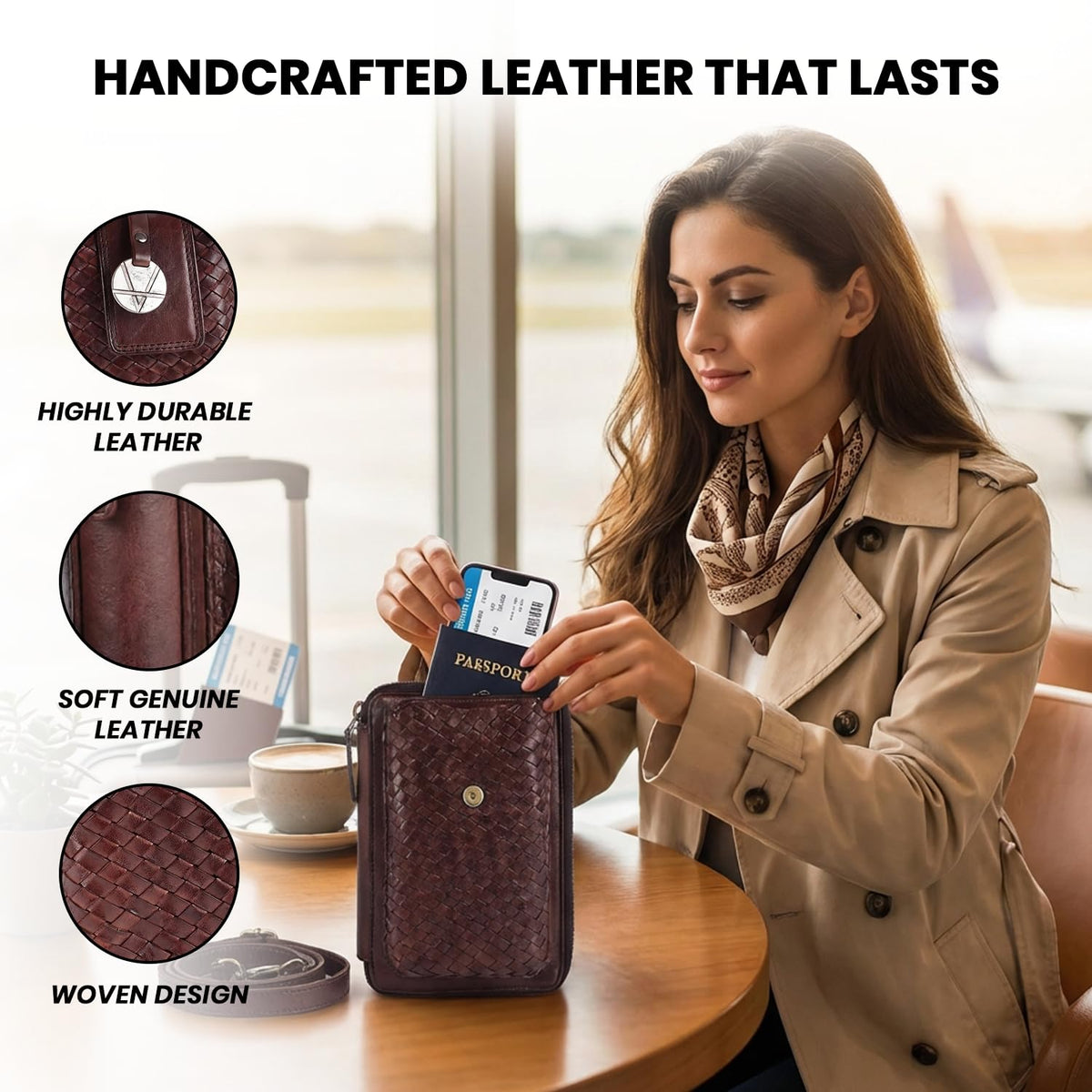 Genuine Leather Small Crossbody Bag with Adjustable Detachable Strap O75997