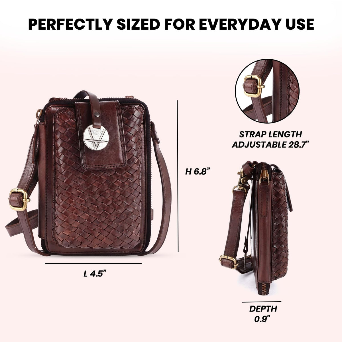 Genuine Leather Small Crossbody Bag with Adjustable Detachable Strap O75997