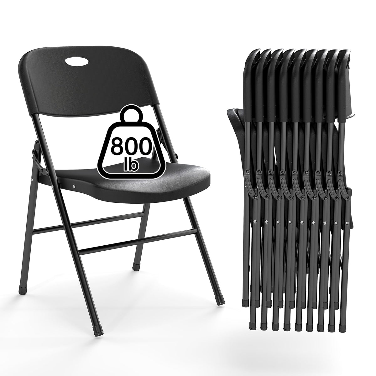 10 Pack Black Heavy Duty Folding Chair U778325