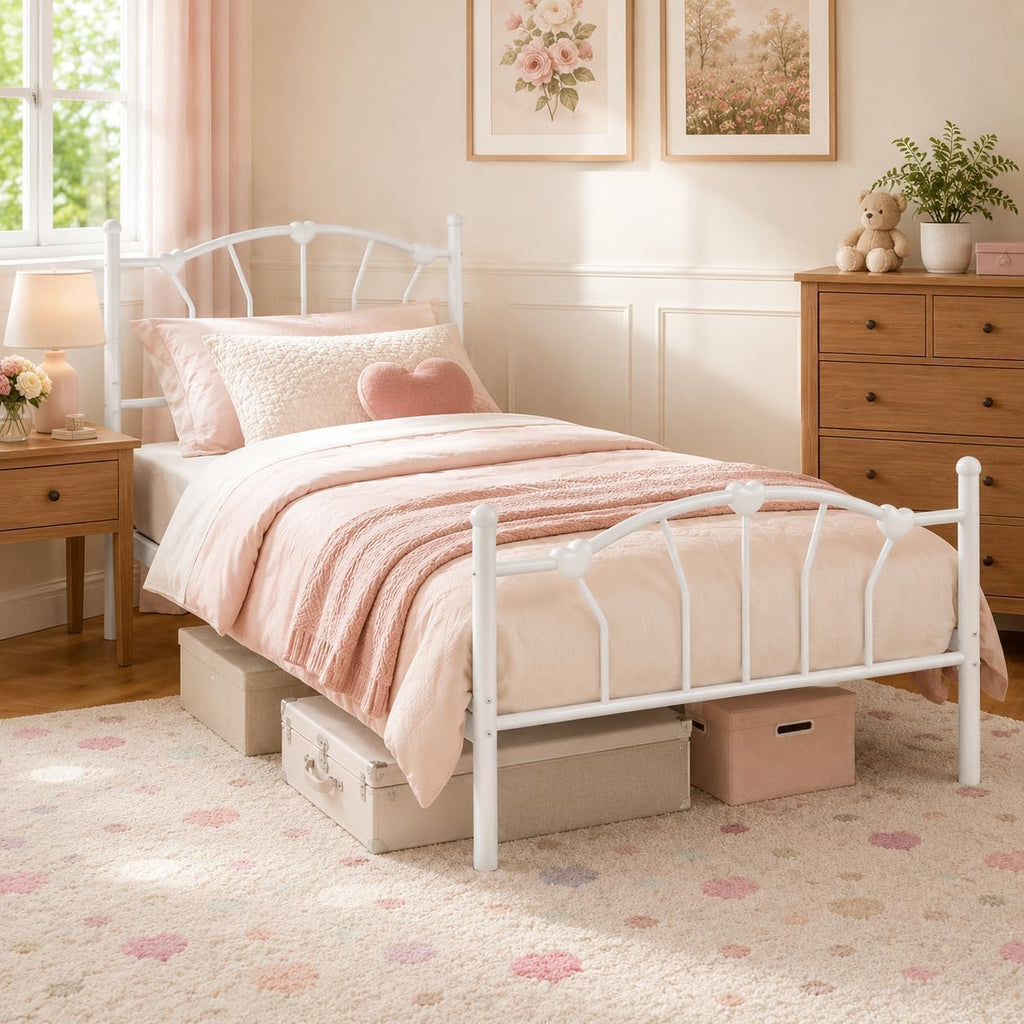 White Twin Metal Bed Frame B48660