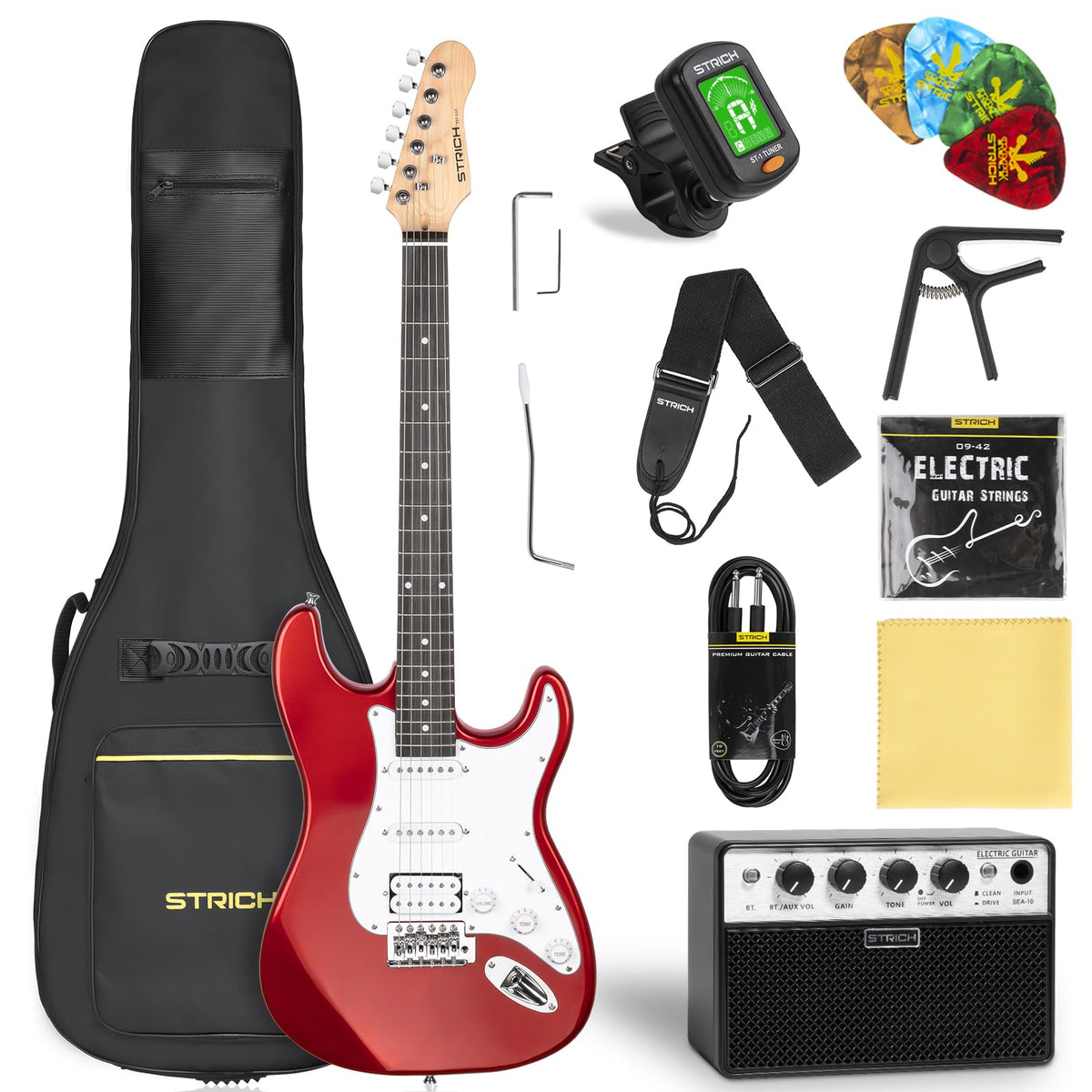 39" Full Size HSS Pick Up Electric Guitar Beginner Kit Y154009