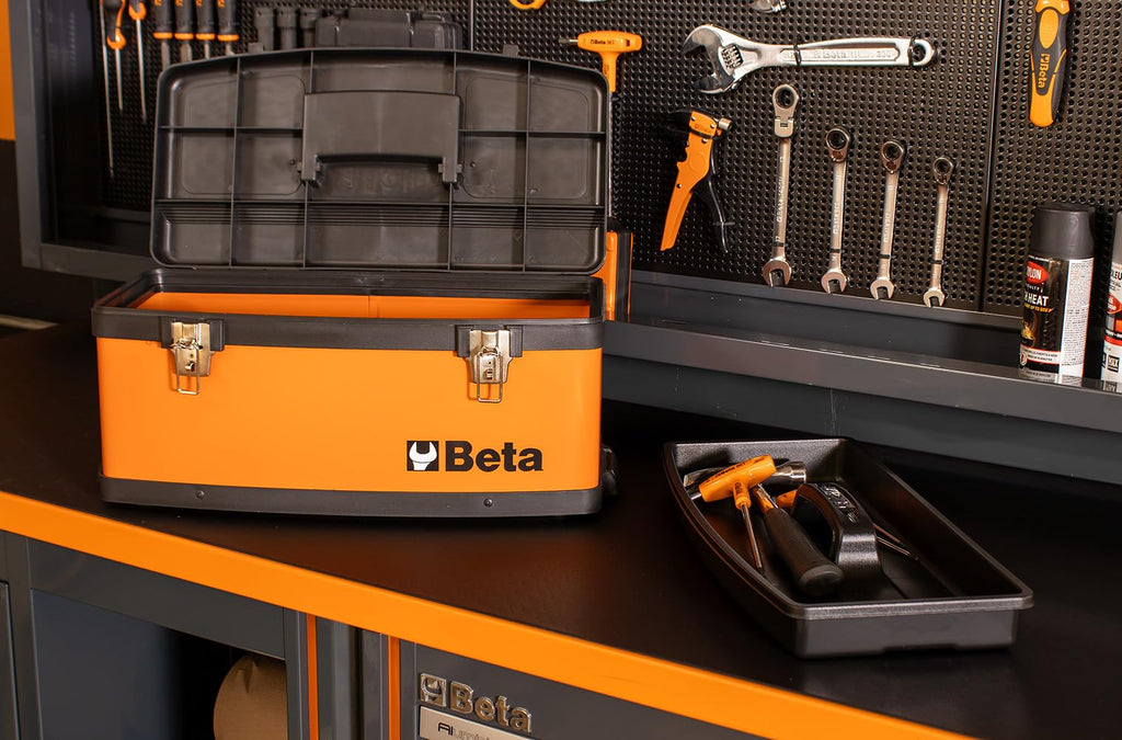 Orange Two-Module Rolling Metal Tool Chest R585594