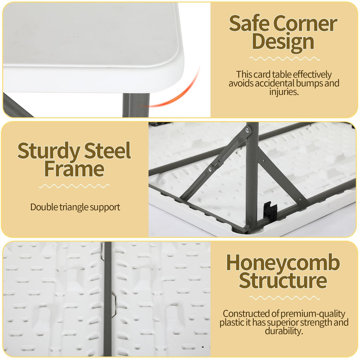 34" Square Plastic Folding Card Table with Carrying Handle P48974