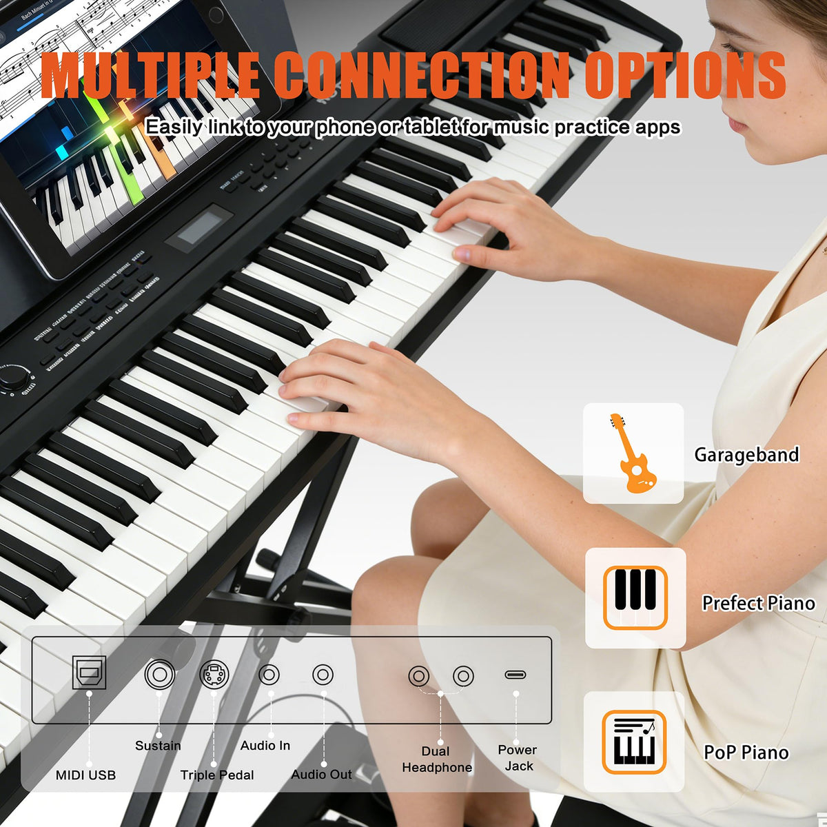 88 Key Weighted Digital Piano with Bench and 3 Pedal Unit O999