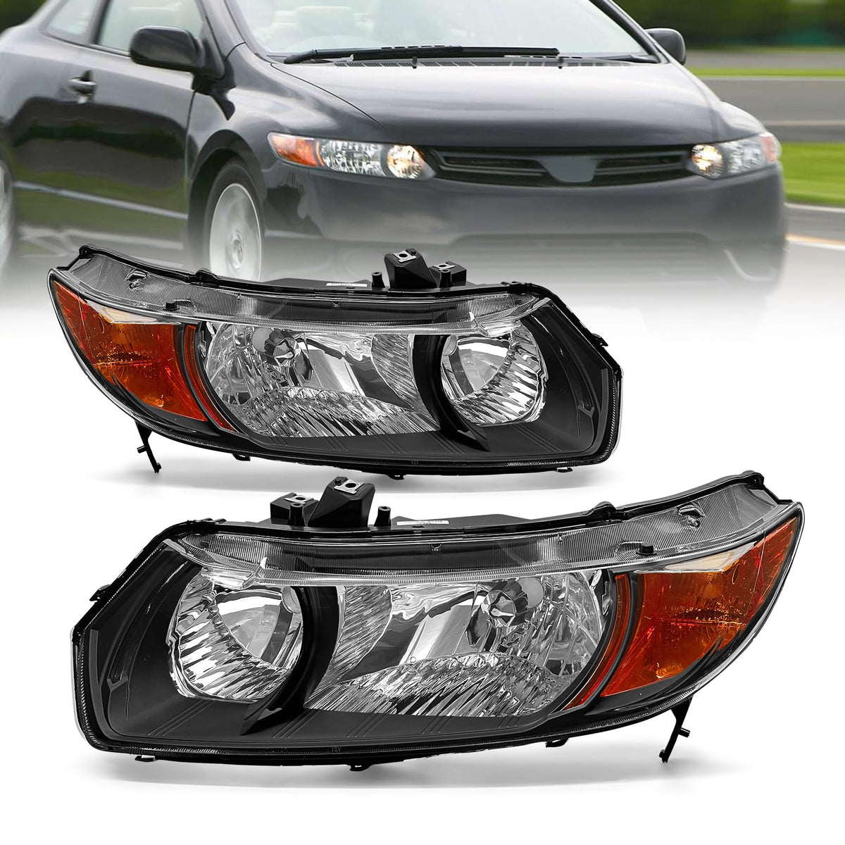 Black 2 Door Headlights Pair O76552