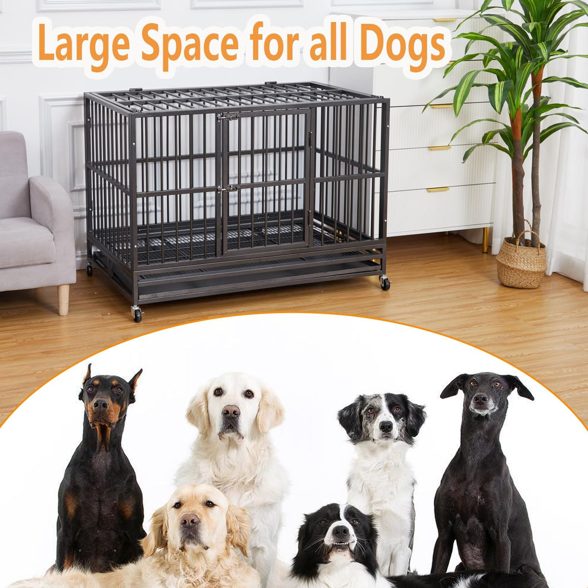 48 in Heavy Duty Dog Crate with Wheel L9177