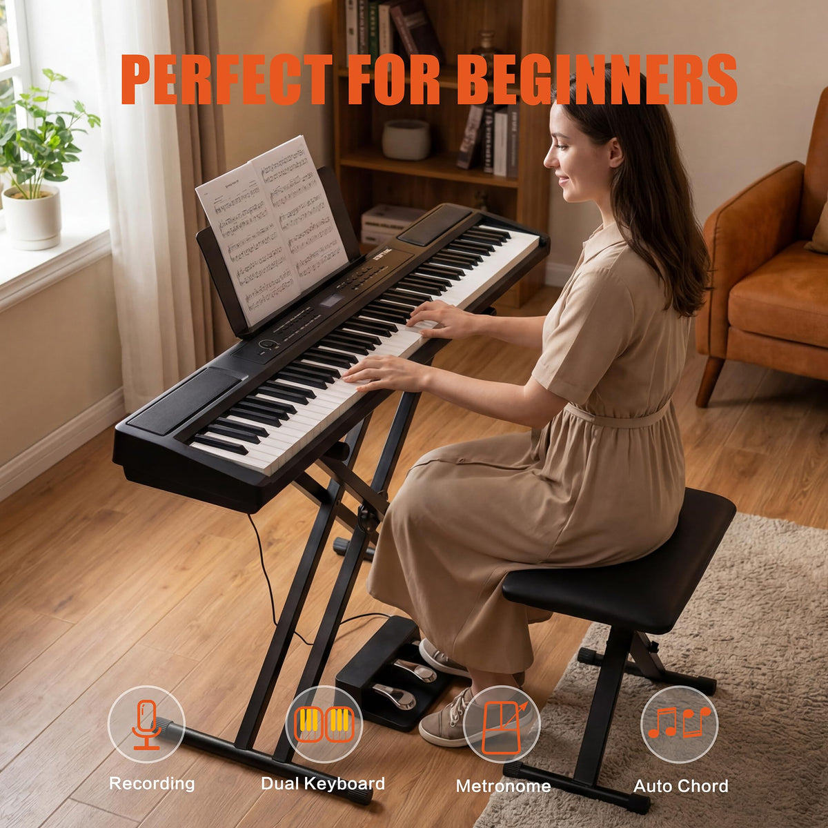 88 Key Weighted Digital Piano with Bench and 3 Pedal Unit O999