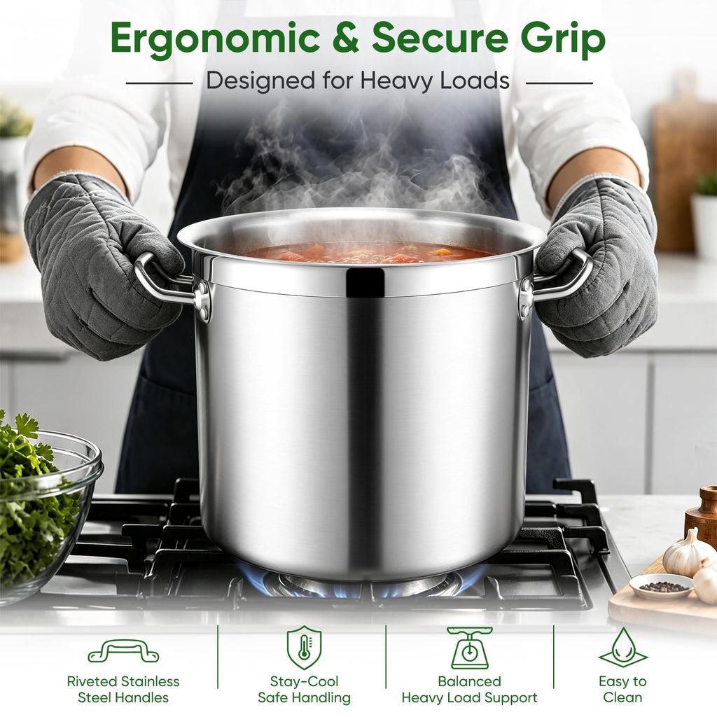 24 Quart Tri-Ply Stainless Steel Stock Pot with Lid H834352